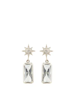 Aztec Silver Starburst Earrings With White Topaz And Sapphire