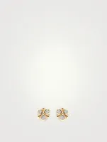 Dew Drop Gold Mini Fleur Earrings With Diamonds
