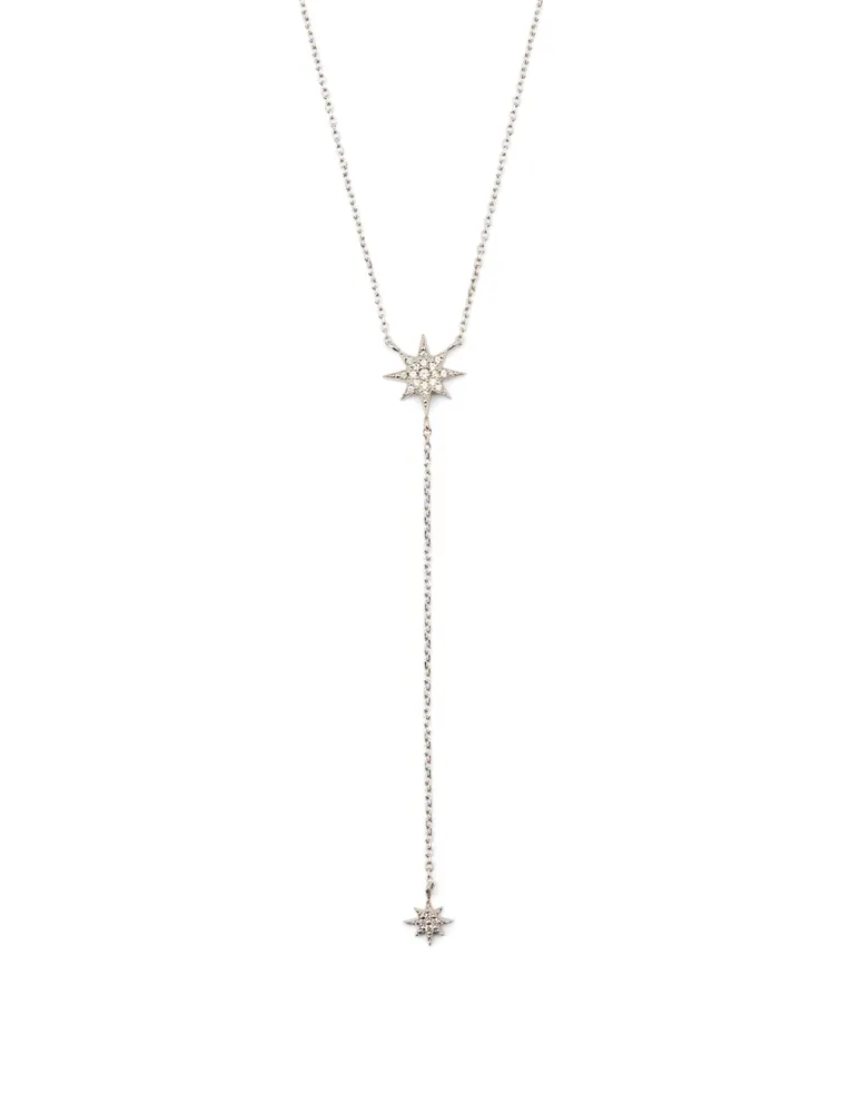 Aztec North Star Silver Y-Necklace With Diamonds