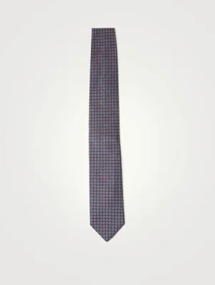 Silk Tie In Geometric Print