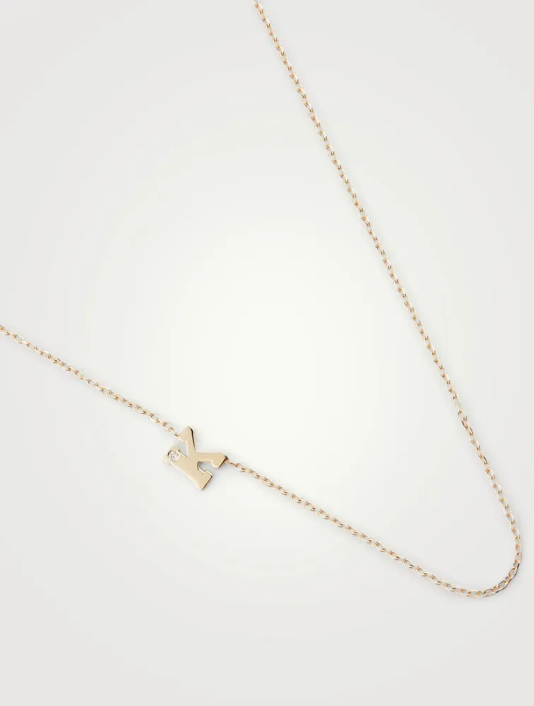 Love Letter Gold K Initial Necklace With Diamond