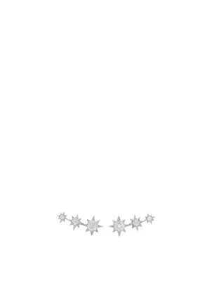 Aztec Silver North Star Trio Stud Earrings With White Sapphire