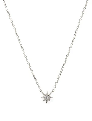 Micro Aztec Silver North Star Necklace With White Sapphire