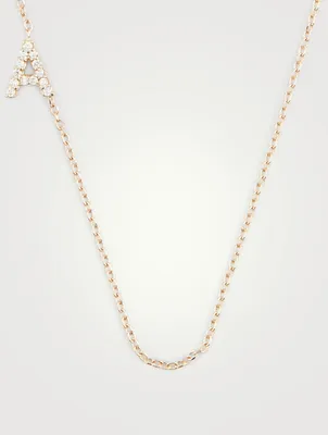 Love Letter Gold A Initial Necklace With Pavé Diamonds