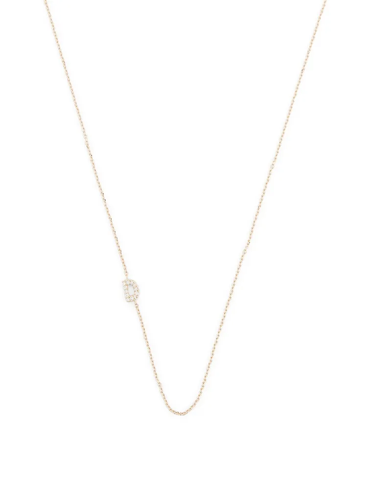 Love Letter Gold D Initial Necklace With Pavé Diamonds