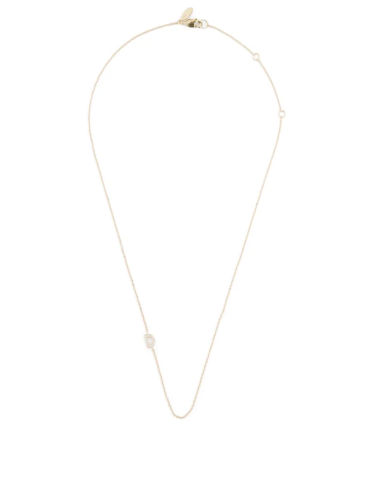 Love Letter Gold D Initial Necklace With Pavé Diamonds