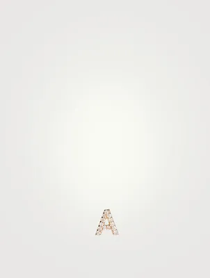Love Letter Gold A Initial Stud Earring With Pavé Diamonds