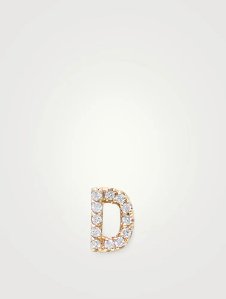 Love Letter Gold D Stud Earring With Diamonds