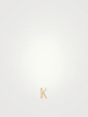 Love Letter Gold K Initial Stud Earring With Pavé Diamonds