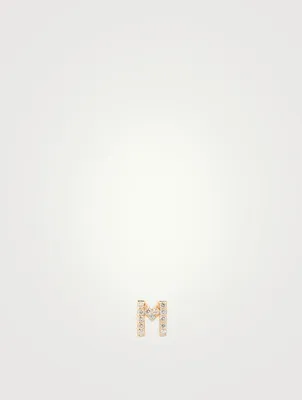 Love Letter Gold Initial Stud Earring With Pavé Diamonds