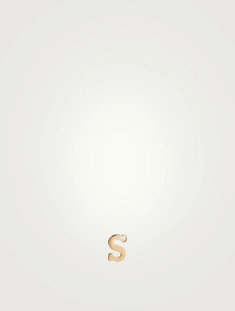 Love Letter Gold S Initial Stud Earring With Diamond
