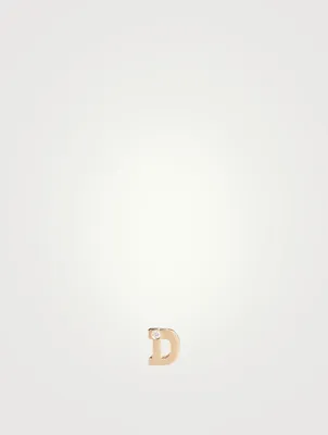 Love Letter 14K Gold D Initial Stud Earring With Diamond