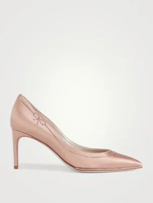 Satin Pumps With Crystal Bow