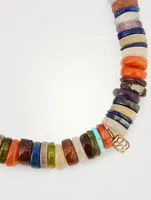 Rainbow Heishi Beaded Bracelet With Diamond & Turquoise Hamsa Hand Charm