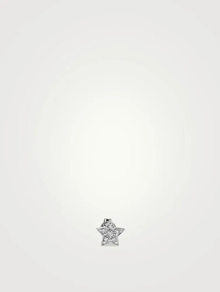 14K White Gold Star Earring With Diamonds