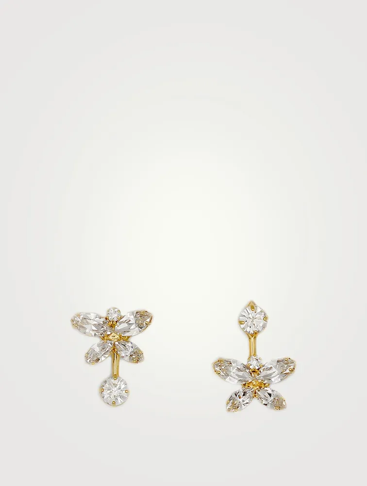 Mini Asymmetrical Butterfly Earrings With Crystals