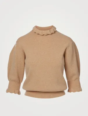 Wool-Blend Sweater With Ruffles
