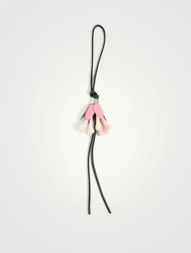Leather And Wool Flower Charm