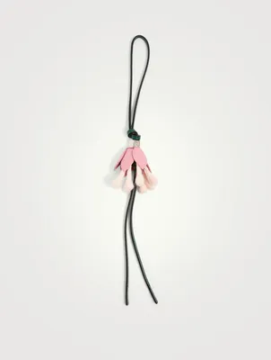 Leather And Wool Flower Charm