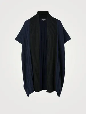 Wool Sleeveless Knit Top With Shawl Collar