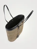 E/W Stripped Raffia Shopping Tote Bag
