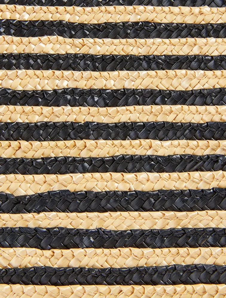 E/W Stripped Raffia Shopping Tote Bag