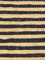 E/W Stripped Raffia Shopping Tote Bag