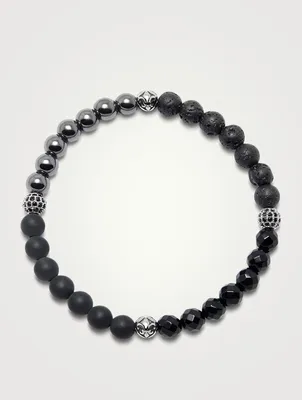 Beaded Bracelet With Lava Stone, Hematite, Onyx And Agate