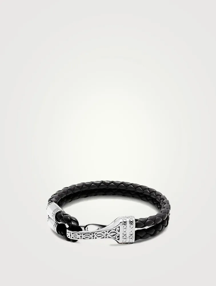 Double Leather Bracelet With Silver Bali Clasp