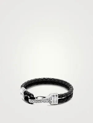 Double Leather Bracelet With Silver Bali Clasp