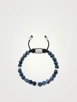 Beaded Bracelet With Blue Dumorterite And Silver