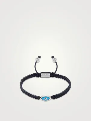 Braided String Bracelet With Silver Evil Eye Bead