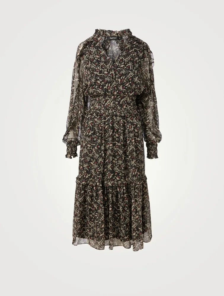 Greta Silk And Lurex Midi Dress Opera Print