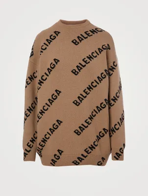Wool Crewneck Sweater Logo Print