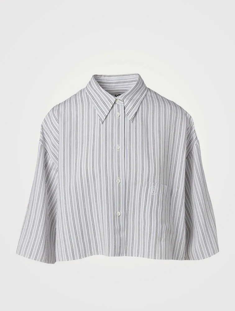 Cropped Shirt Striped Print