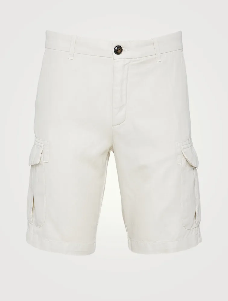 Cotton And Linen Cargo Shorts