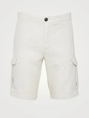 Cotton And Linen Cargo Shorts