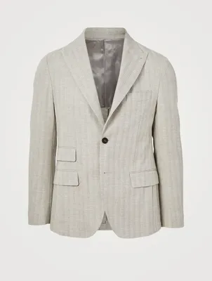 Cotton-Blend Jacket Herringbone Print