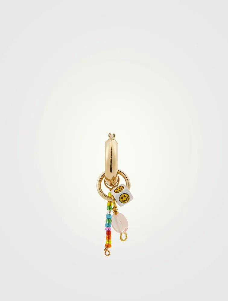18K Goldplated Smiley Hoop Earring