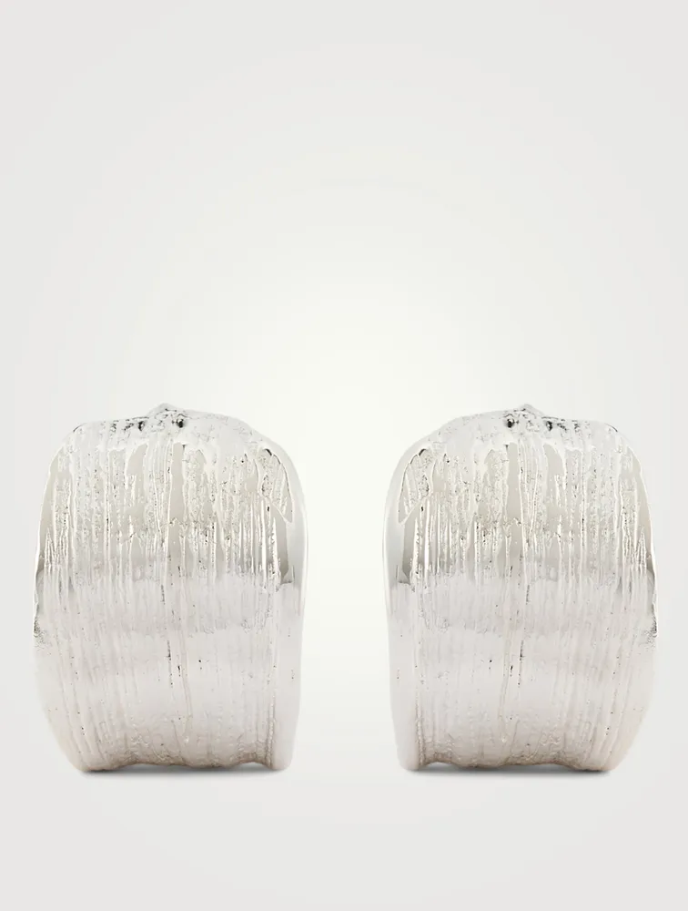 Silver Coral Hoop Earrings