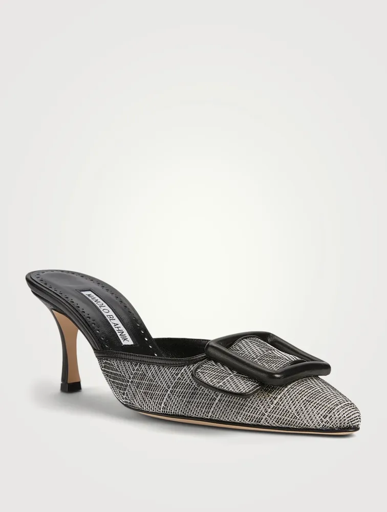 Maysale 70 Metal Weave And Leather Mules