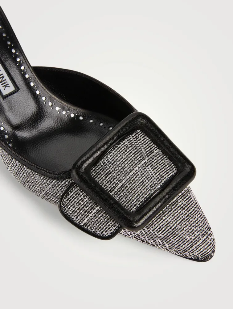 Maysale 70 Metal Weave And Leather Mules
