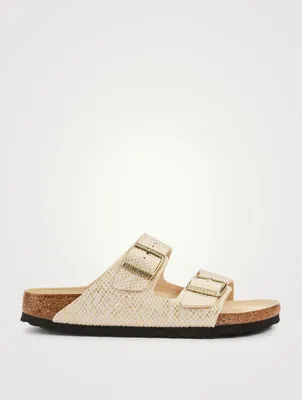 Arizona Leather Slide Sandals Metallic Python Print