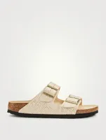 Arizona Leather Slide Sandals Metallic Python Print