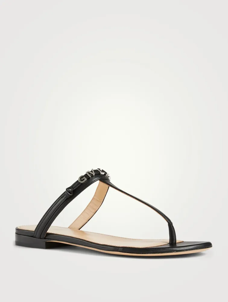 Elba Leather Logo Thong Sandals