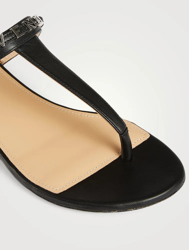 Elba Leather Logo Thong Sandals