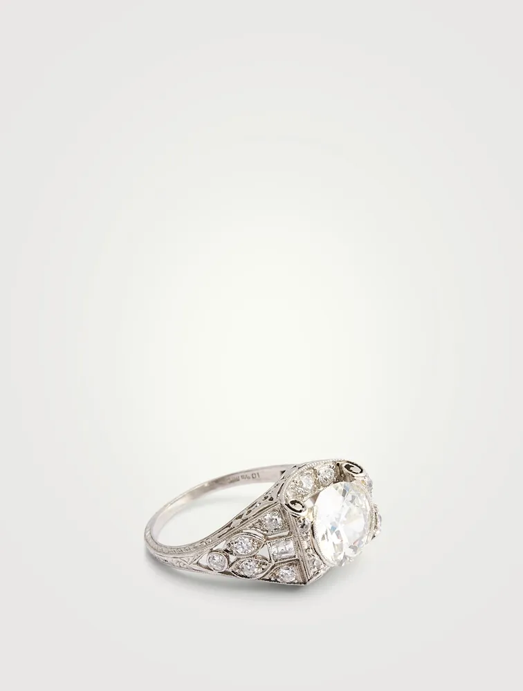 Platinum European Antique Diamond Ring