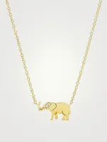Mini 18K Gold Elephant Necklace With Diamond