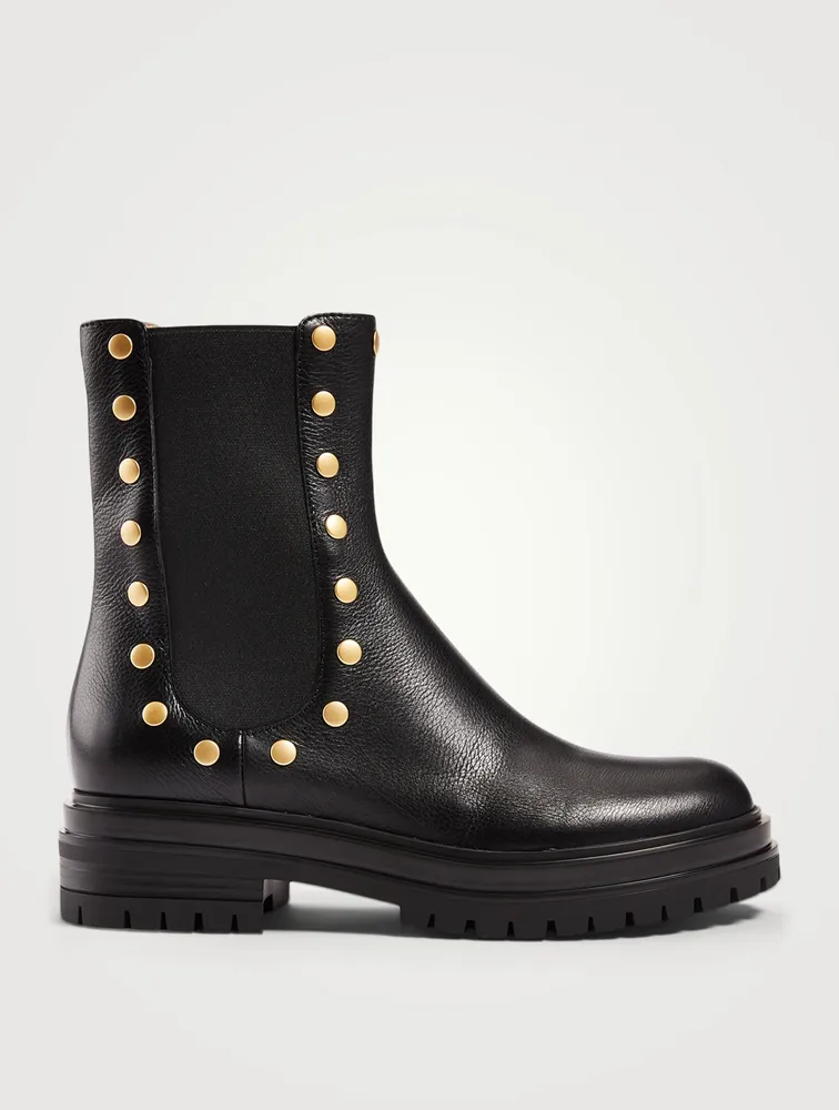 Russel Leather Chelsea Boots With Studs