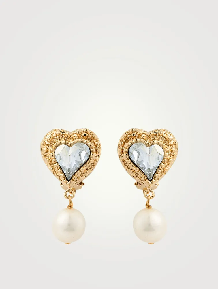 24K Goldplated Eden Love Earrings With Crystal And Pearl